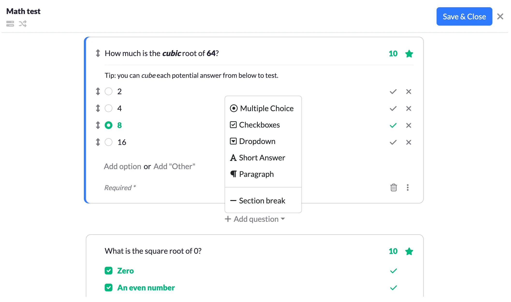 Use sections features | Quilgo