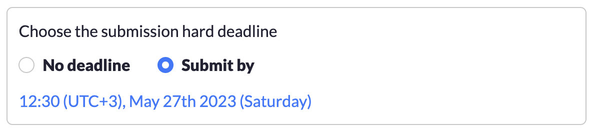 Enable submission deadline | Quilgo