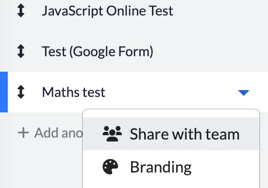 Share quizzes with the team | Quilgo