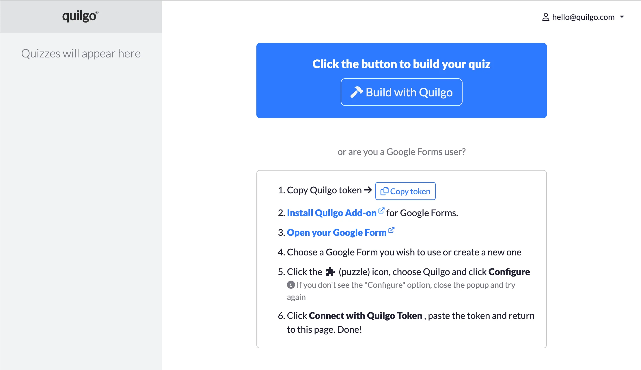 Start building a quiz | Quilgo