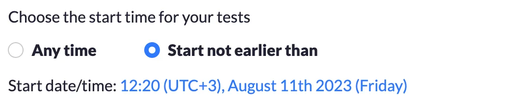 Choose start time | Quilgo