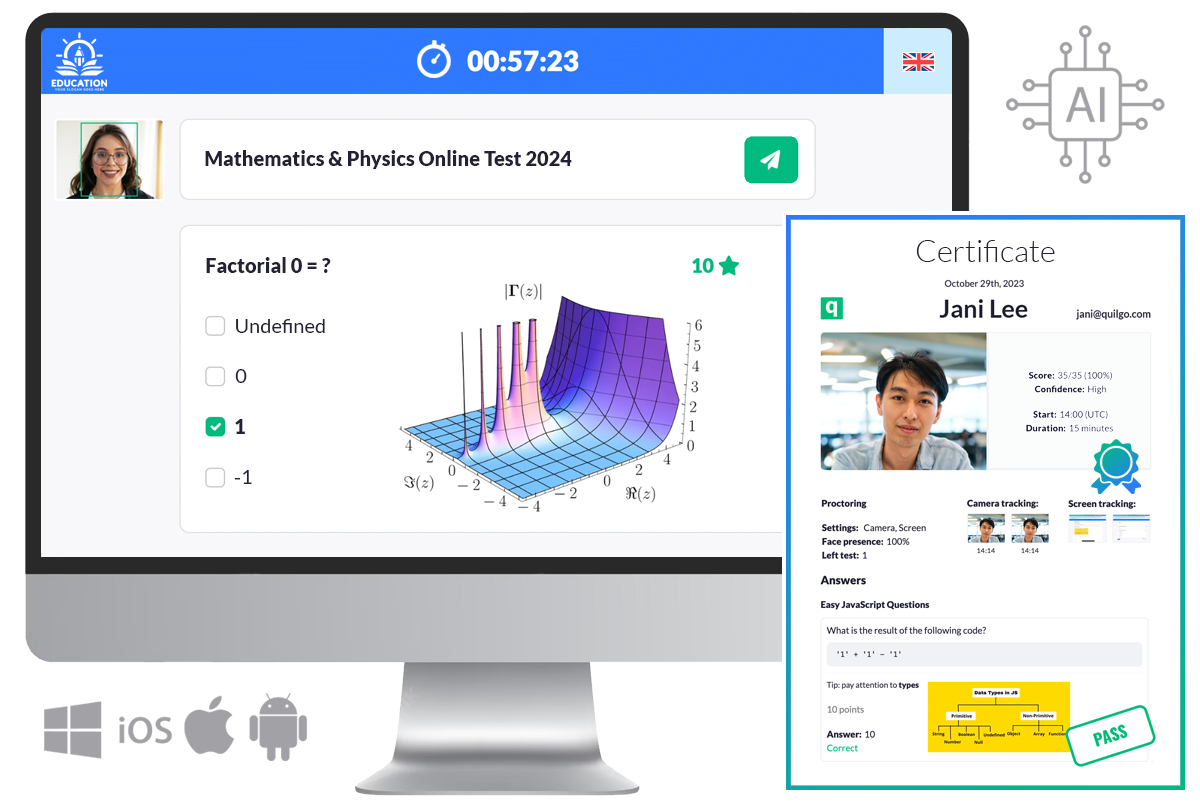 Quilgo: Plataforma en línea de exámenes y evaluaciones de inteligencia artificial para profesores, escuelas y universidades